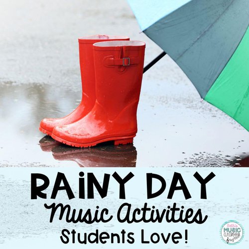 rain music activities - rain boots, umbrella